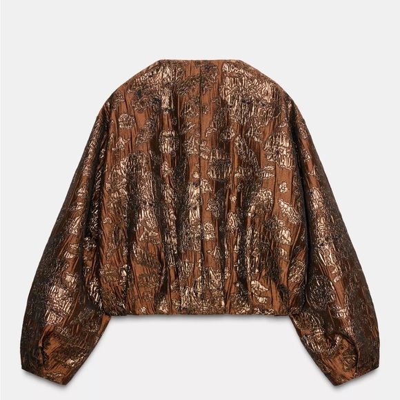 Zara Shimmering Copper Bomber Jacket - Picture 3 of 7